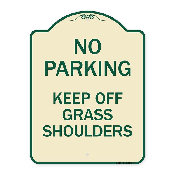 Signmission No Parking Keep Off Grass Shoulders Heavy-Gauge Aluminum Sign, 24" x 18", TG-1824-23712 A-DES-TG-1824-23712 - main